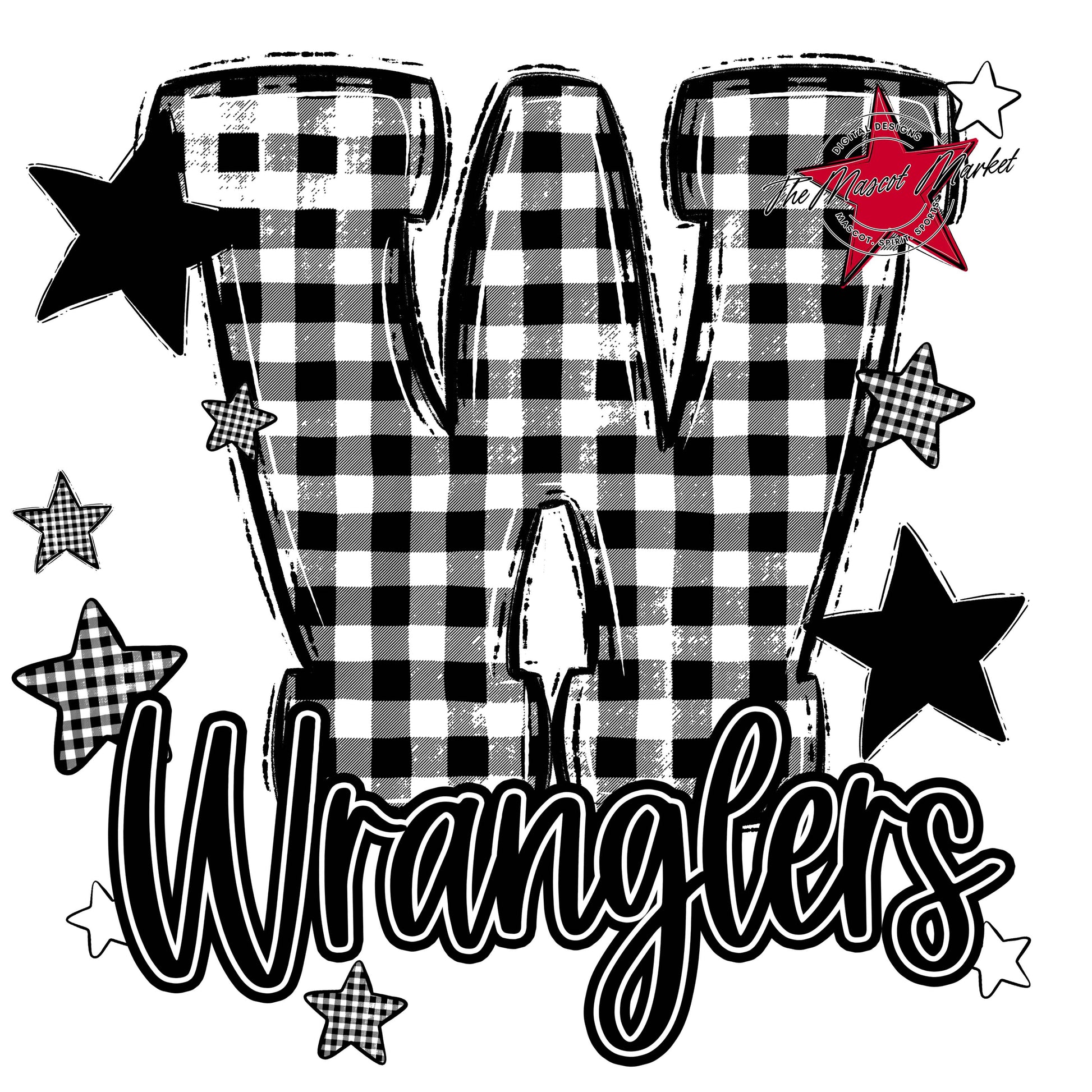 Wranglers Plaid Star Design-Black