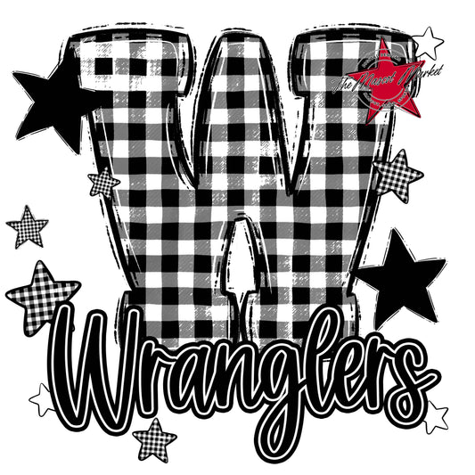 Wranglers Plaid Star Design-Black