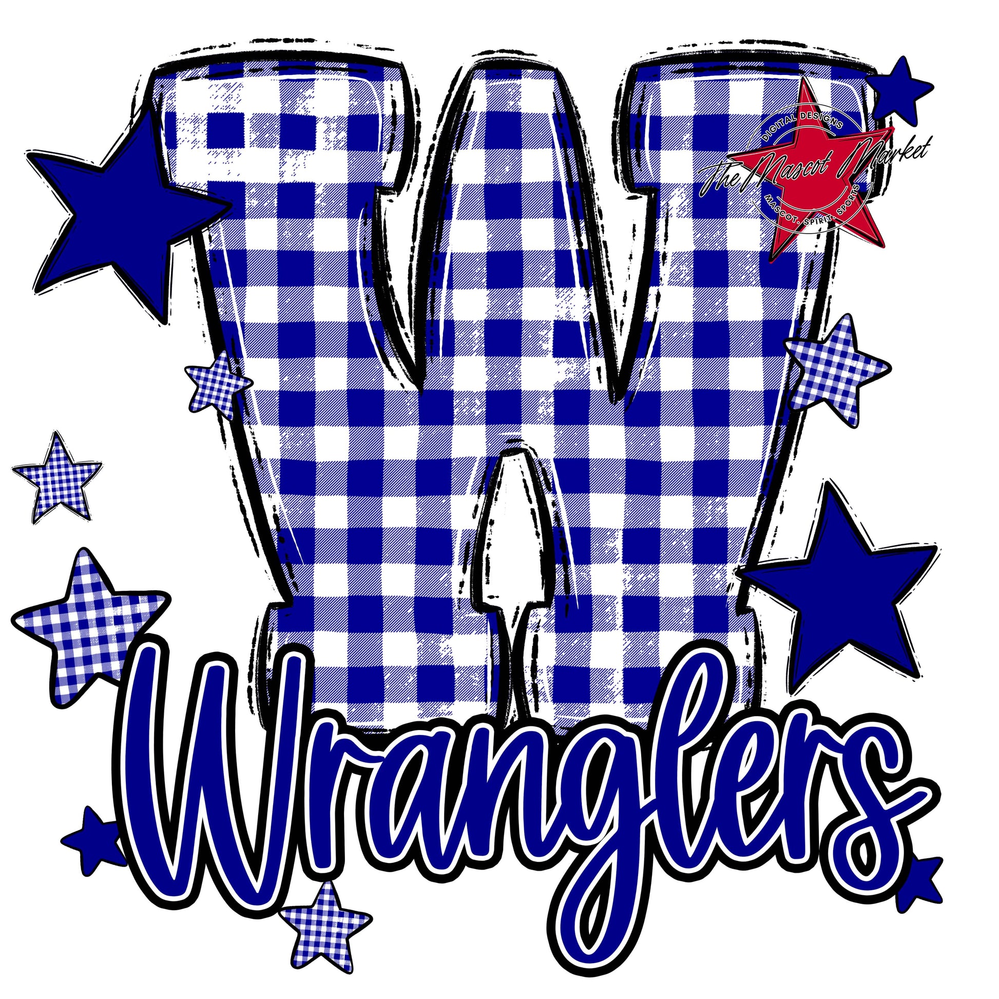 Wranglers Plaid Star Design-Blue