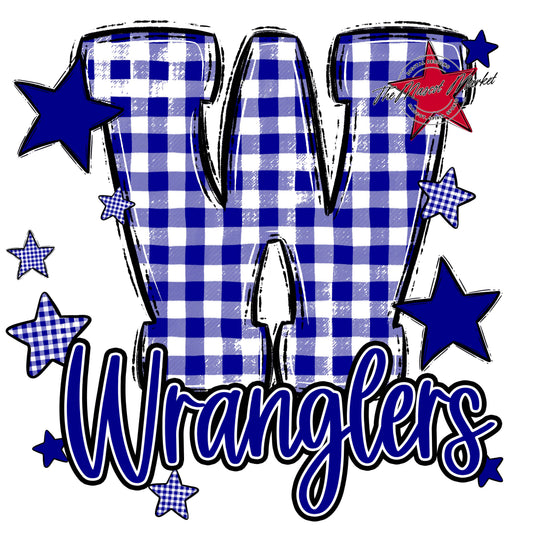 Wranglers Plaid Star Design-Blue