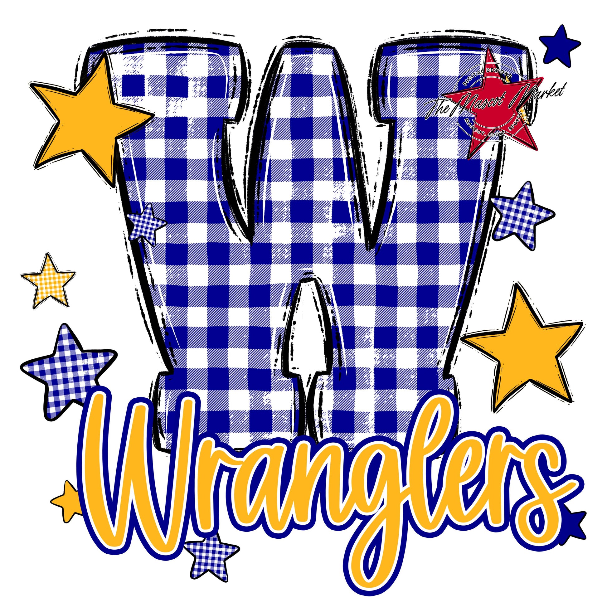 Wranglers Plaid Star Design-Blue & Yellow