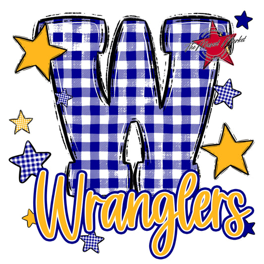 Wranglers Plaid Star Design-Blue & Yellow