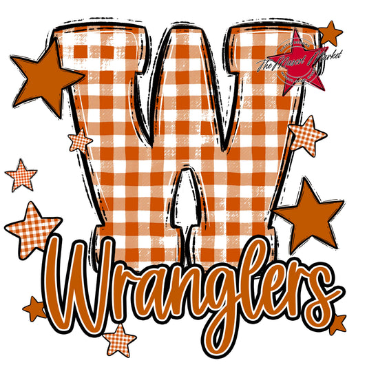 Wranglers Plaid Star Design-Burnt Orange