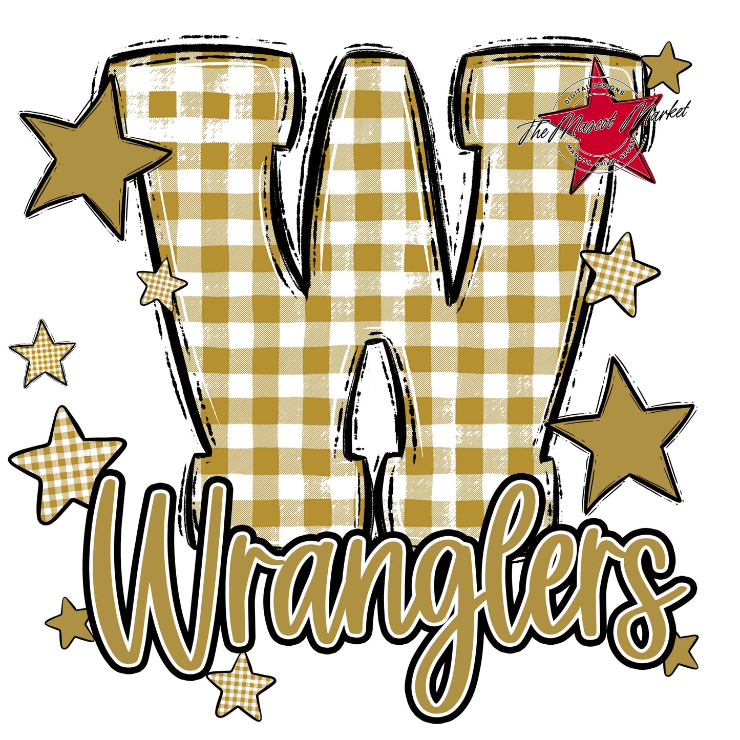 Wranglers Plaid Star Design-Gold