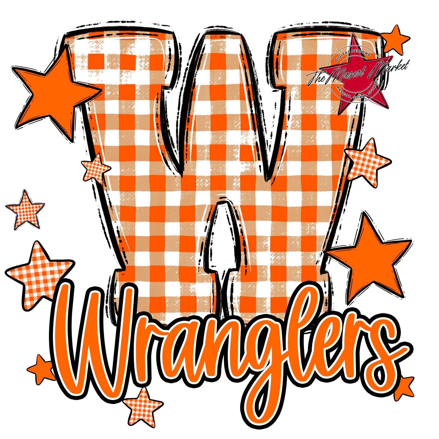 Wranglers Plaid Star Design-Orange