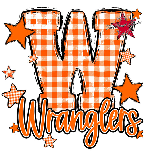 Wranglers Plaid Star Design-Orange