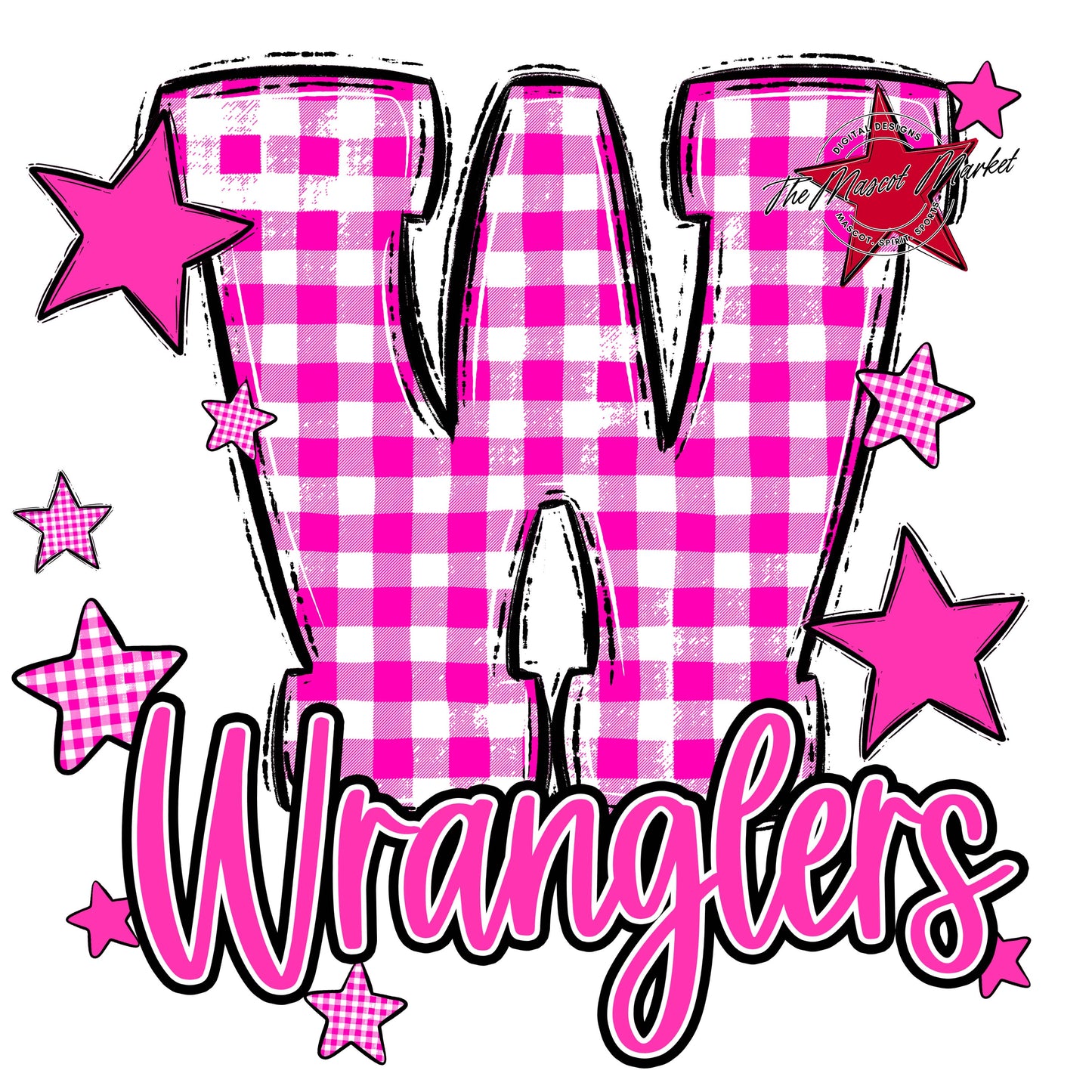 Wranglers Plaid Star Design-Pink