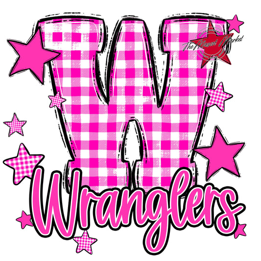 Wranglers Plaid Star Design-Pink