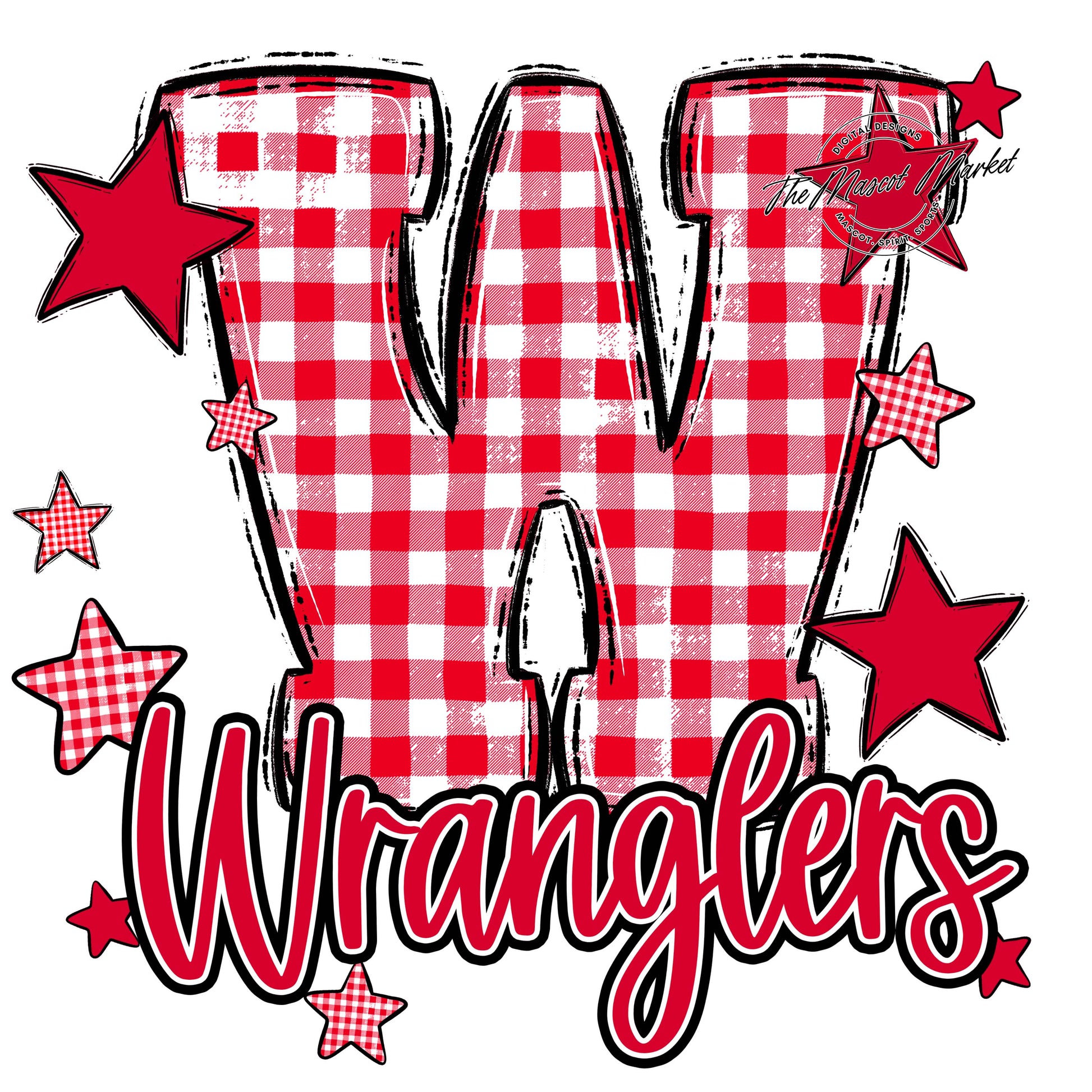 Wranglers Plaid Star Design-Red