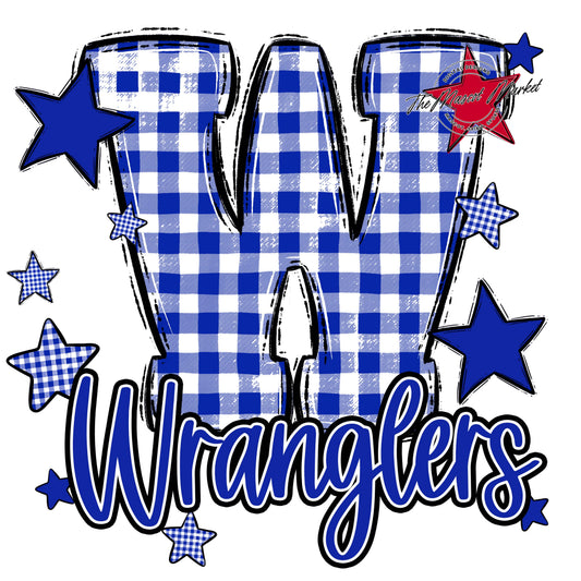 Wranglers Plaid Star Design-Royal Blue