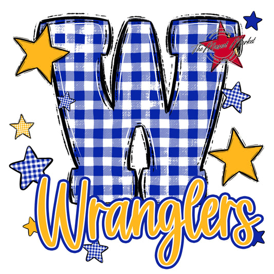 Wranglers Plaid Star Design-Royal Blue & Yellow