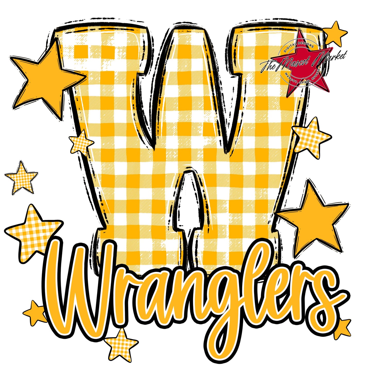 Wranglers Plaid Star Design-Yellow