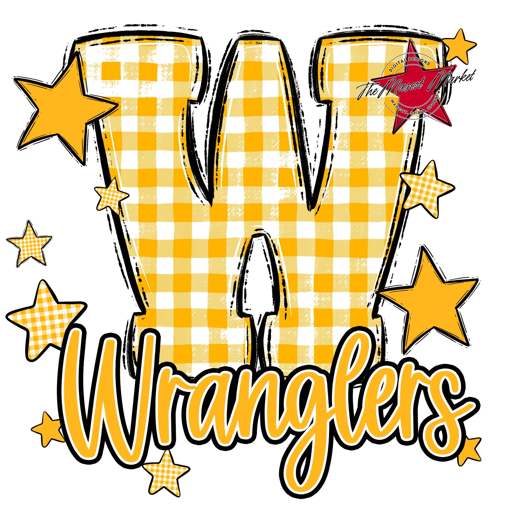 Wranglers Plaid Star Design-Yellow