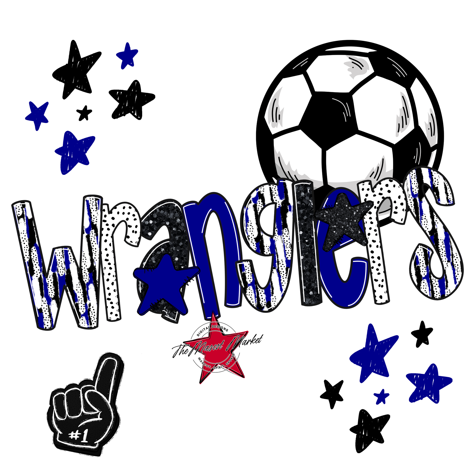 Wranglers Soccer Scrape-Blue