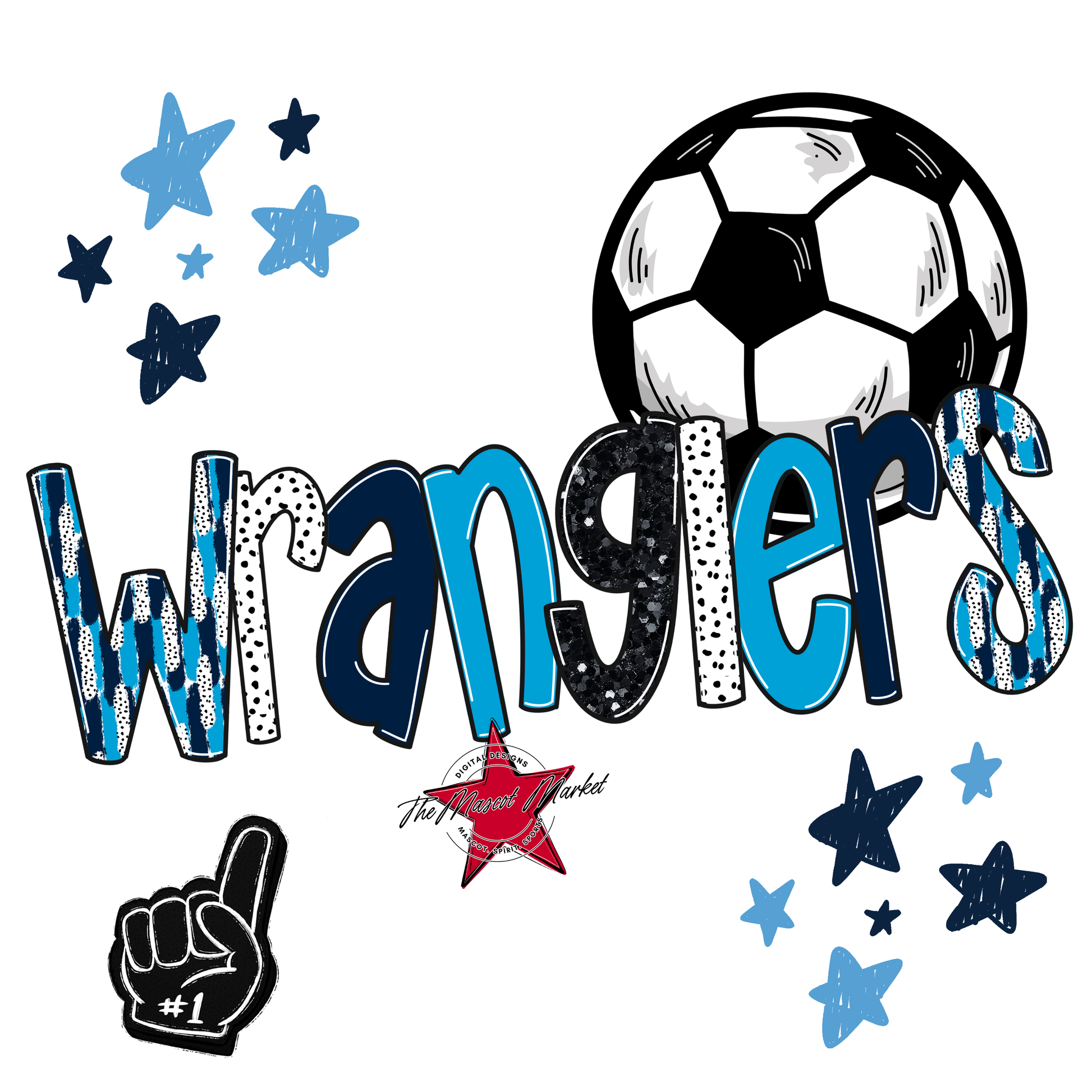 Wranglers Soccer Scrape-Navy-Carolina Blue
