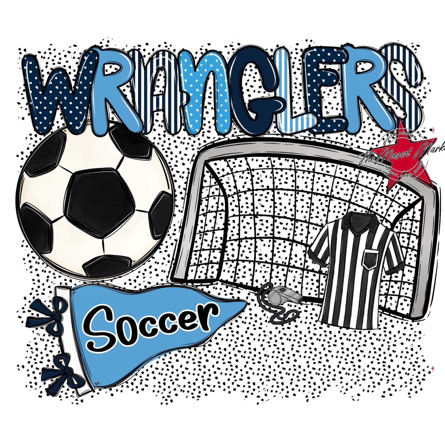 Wranglers Soccer Spirit-Navy & Carolina Blue