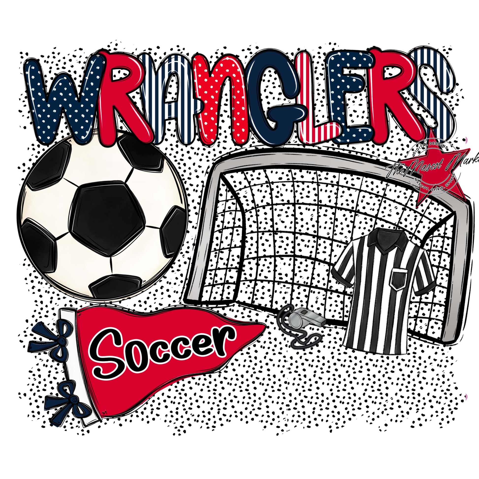 Wranglers Soccer Spirit-Navy & Red