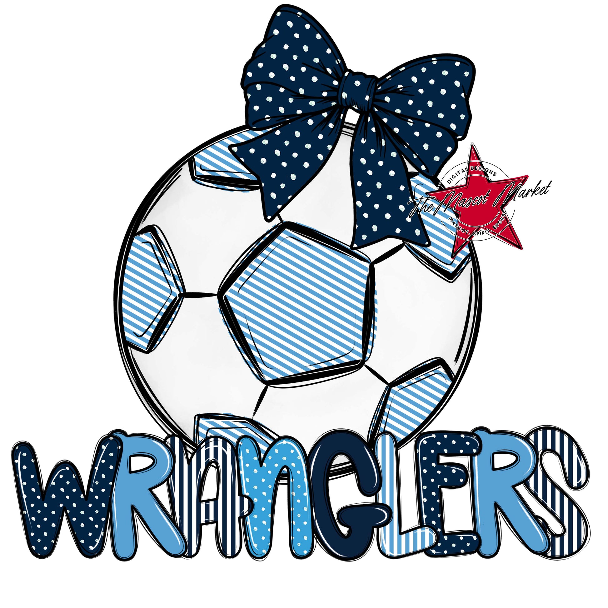 Wranglers Soccer Spirit Design-Navy & Carolina Blue