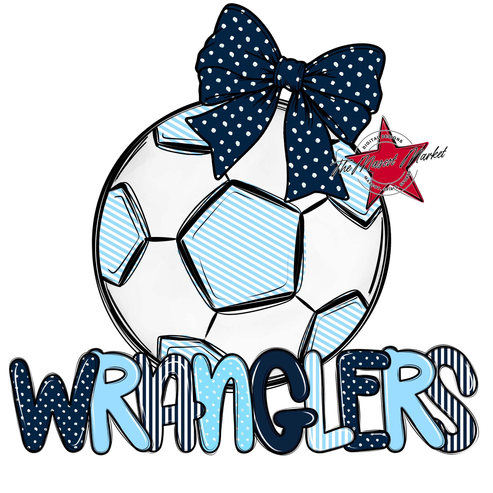 Wranglers Soccer Spirit Design-Navy & Columbia Blue