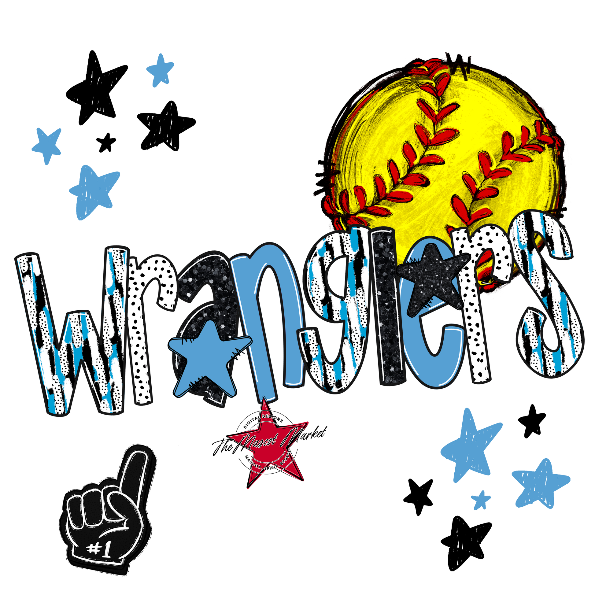 Wranglers Softball Scrape-Carolina Blue