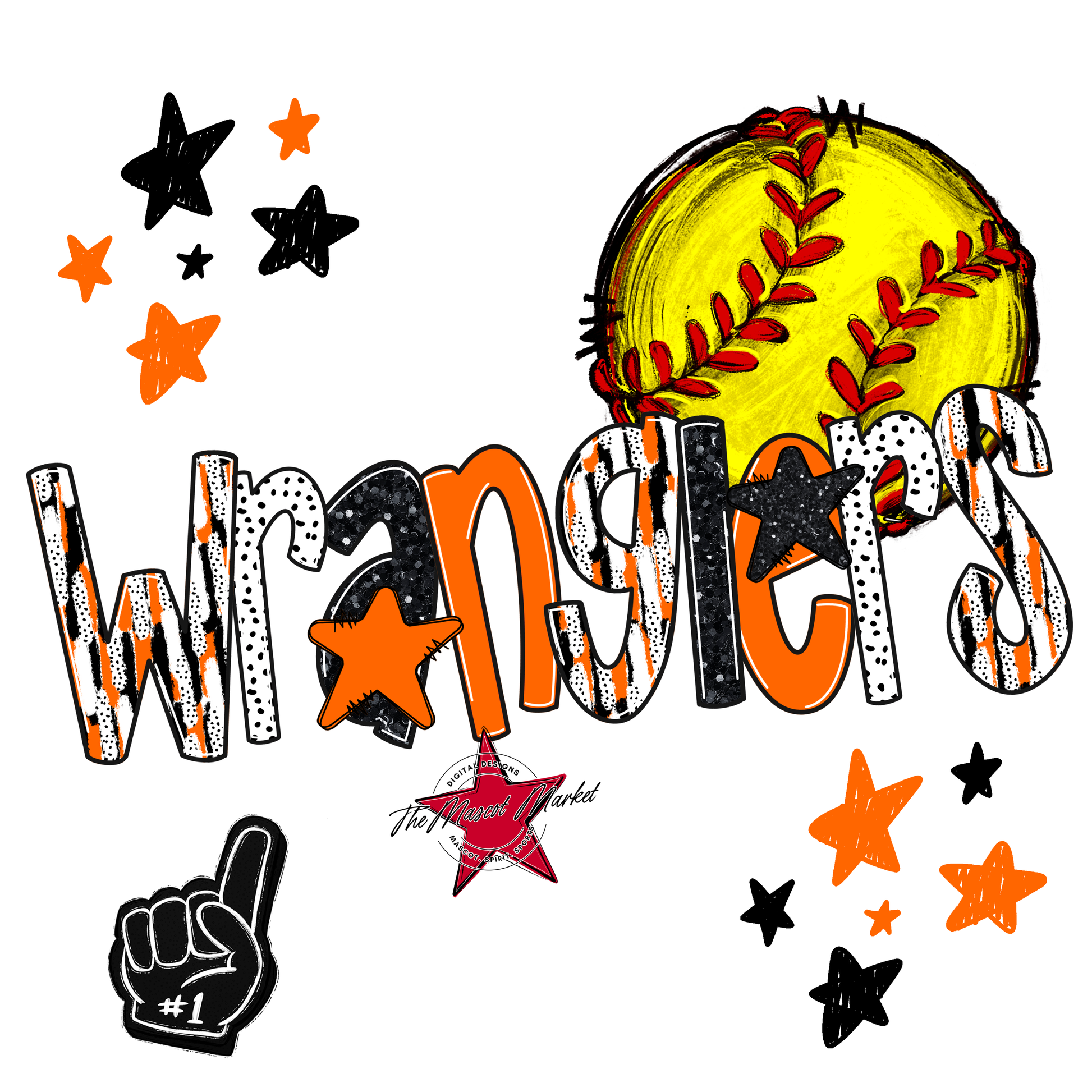 Wranglers Softball Scrape-Orange