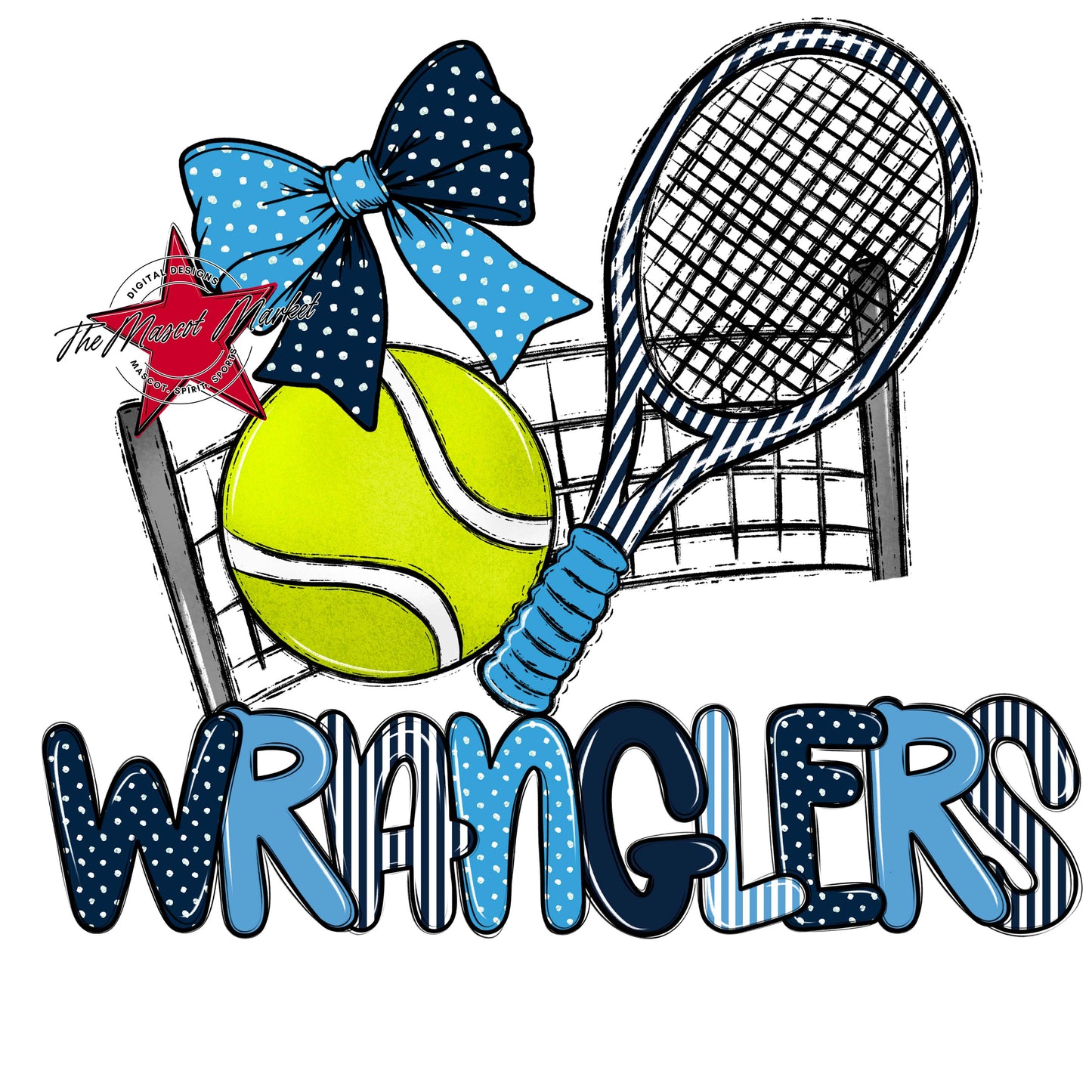 Wranglers Tennis Spirit Design-Navy & Carolina Blue