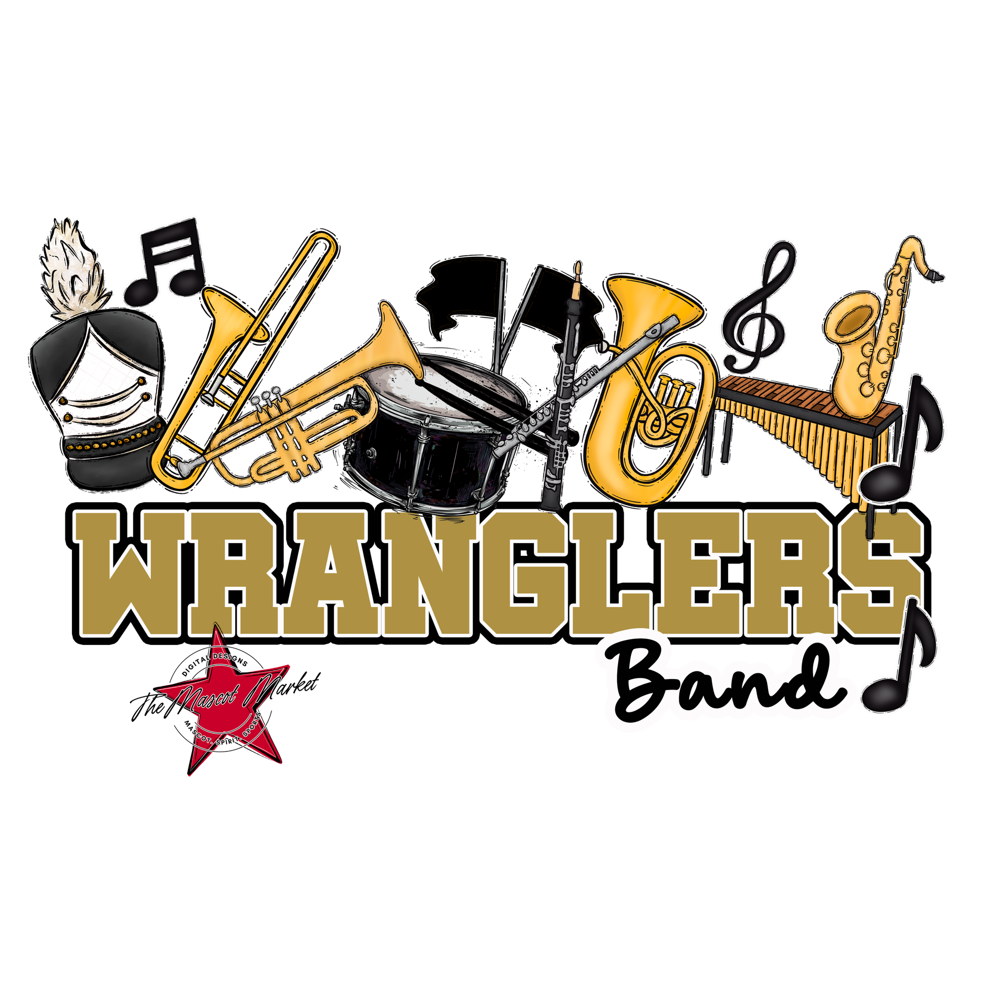 Wranglers Varsity Band-Gold