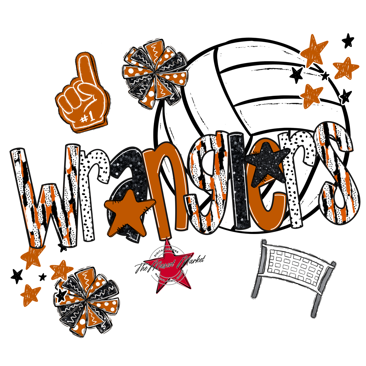 Wranglers Volleyball Scrape-Burnt Orange