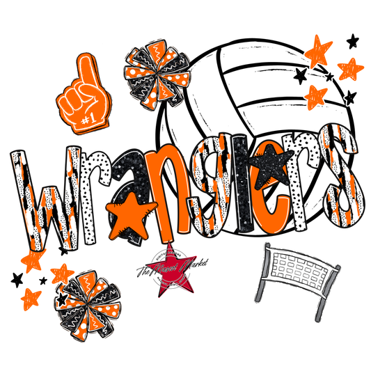 Wranglers Volleyball Scrape-Orange