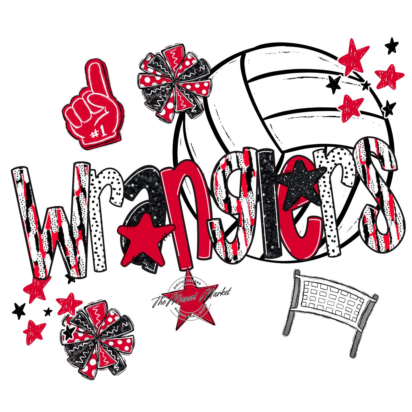 Wranglers Volleyball Scrape-Red