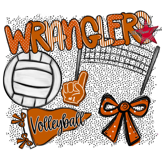 Wranglers Volleyball Spirit-Burnt Orange