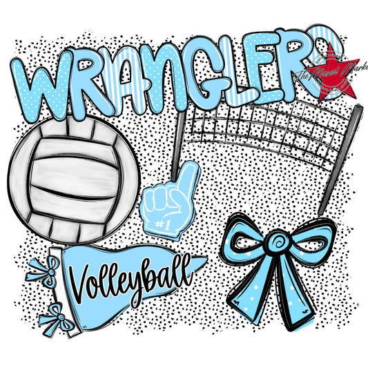 Wranglers Volleyball Spirit-Columbia Blue