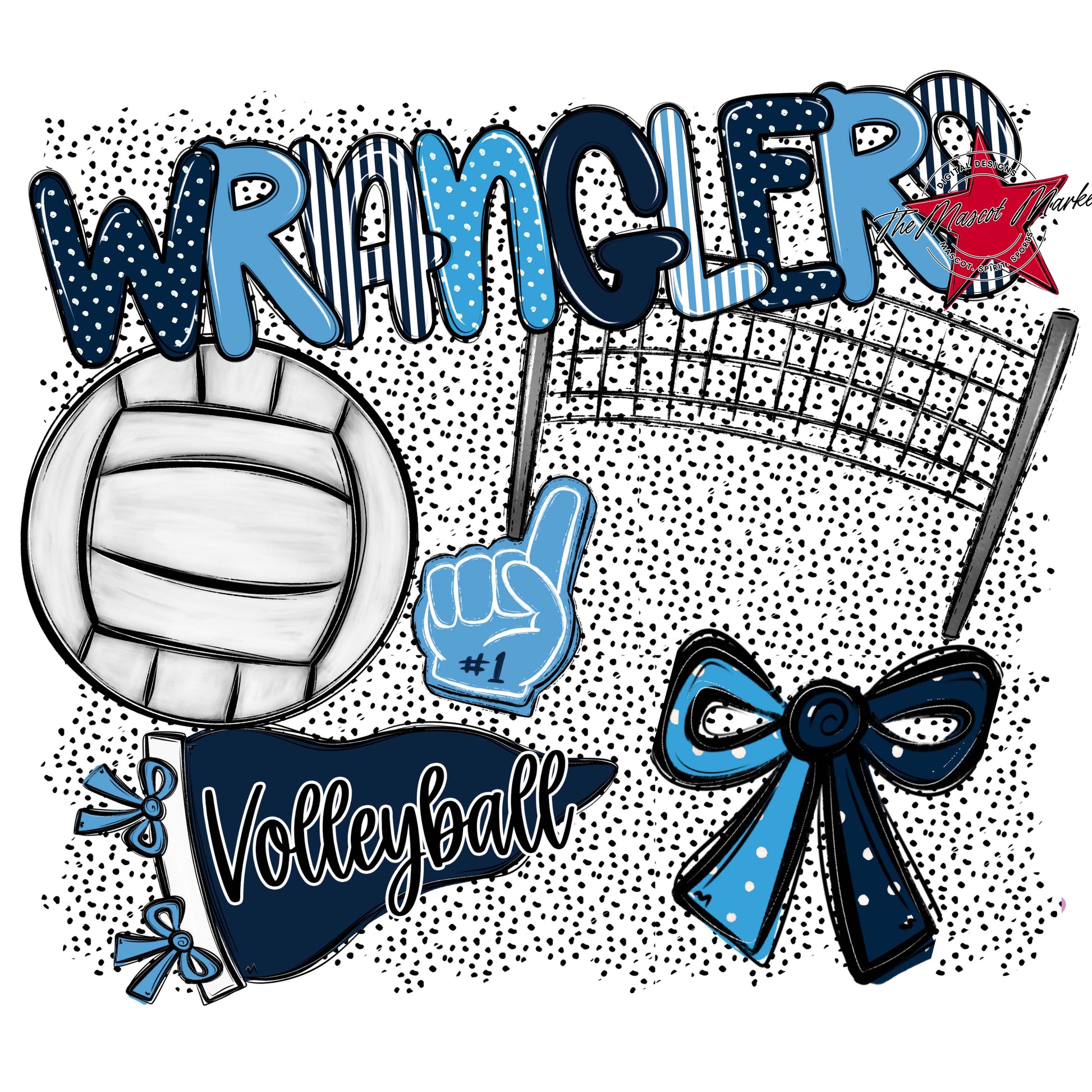 Wranglers Volleyball Spirit-Navy & Carolina Blue