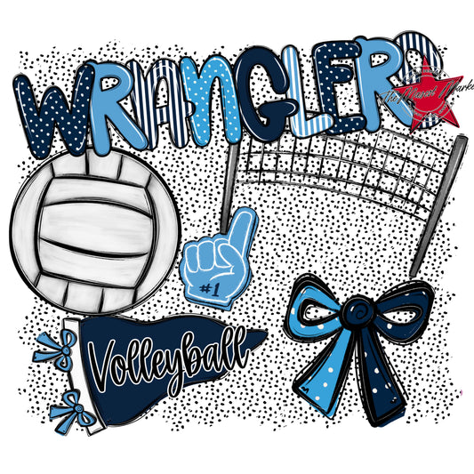 Wranglers Volleyball Spirit-Navy & Carolina Blue