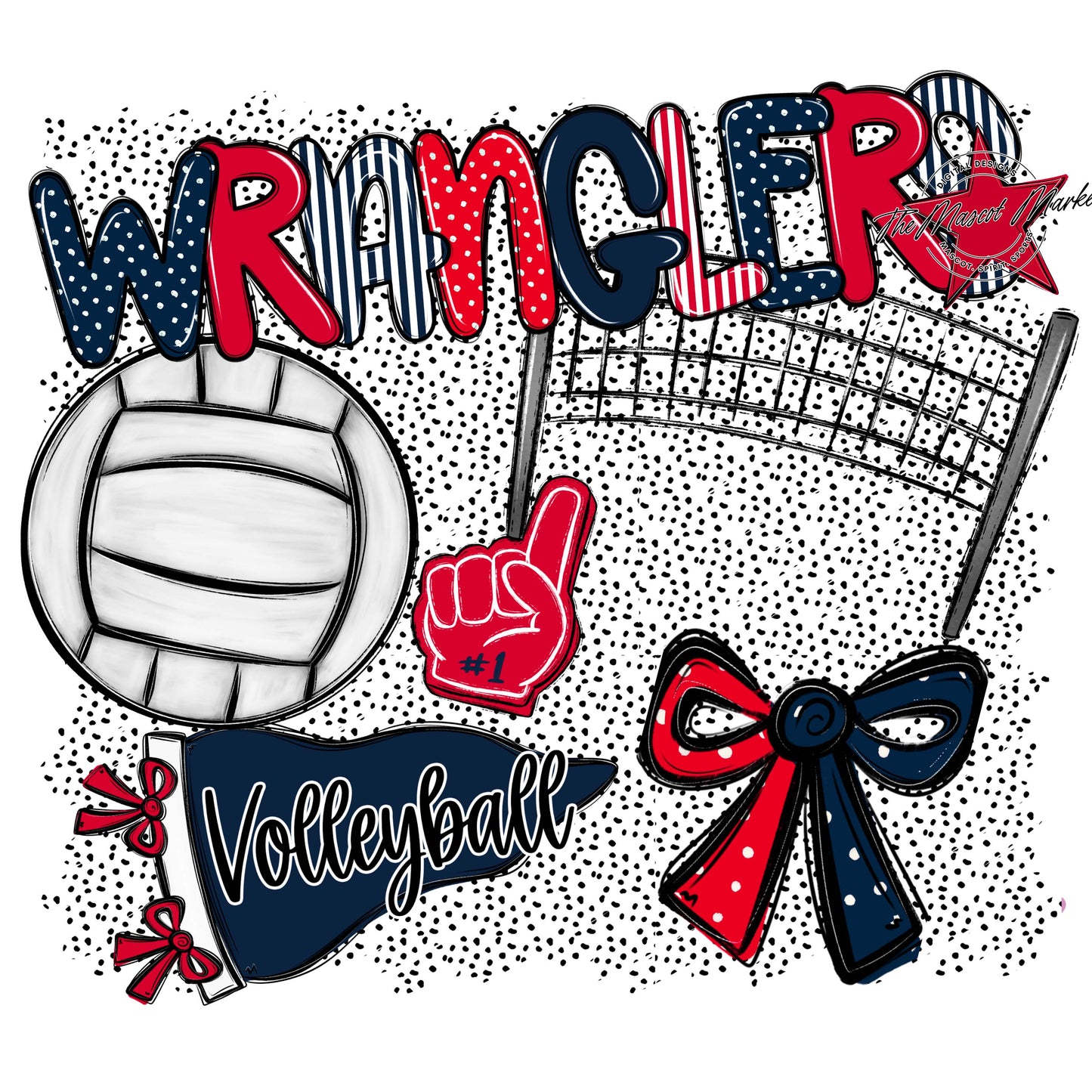 Wranglers Volleyball Spirit-Navy & Red