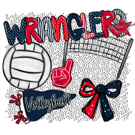 Wranglers Volleyball Spirit-Navy & Red