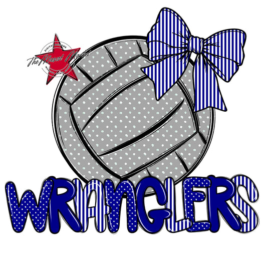 Wranglers Volleyball Spirit Design-Blue