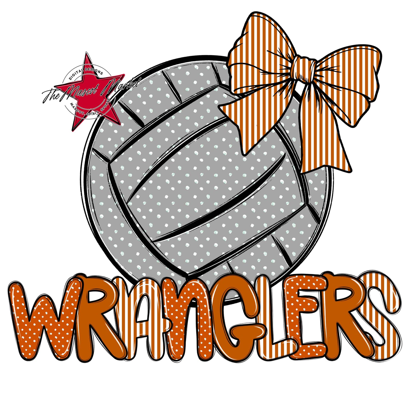 Wranglers Volleyball Spirit Design-Burnt Orange