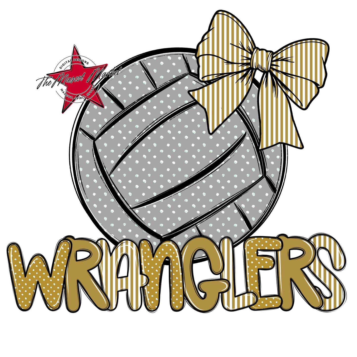 Wranglers Volleyball Spirit Design-Gold