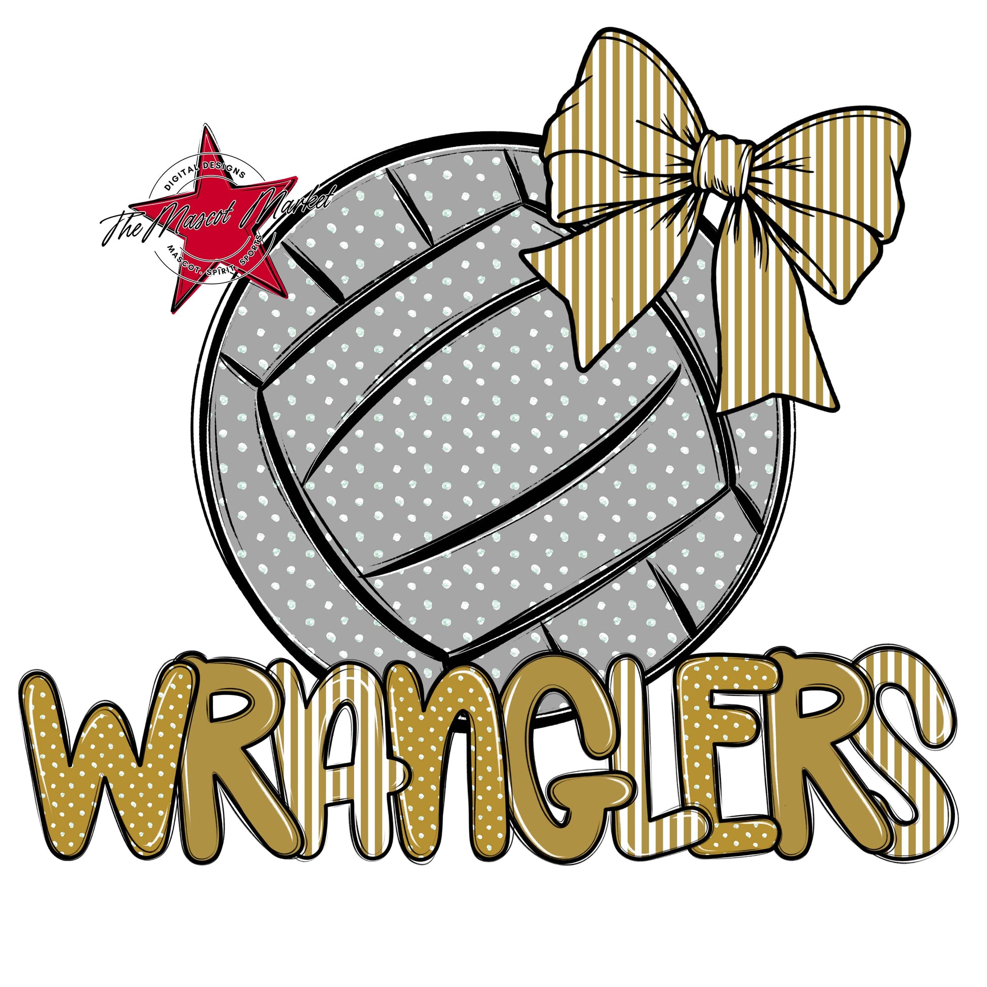 Wranglers Volleyball Spirit Design-Gold