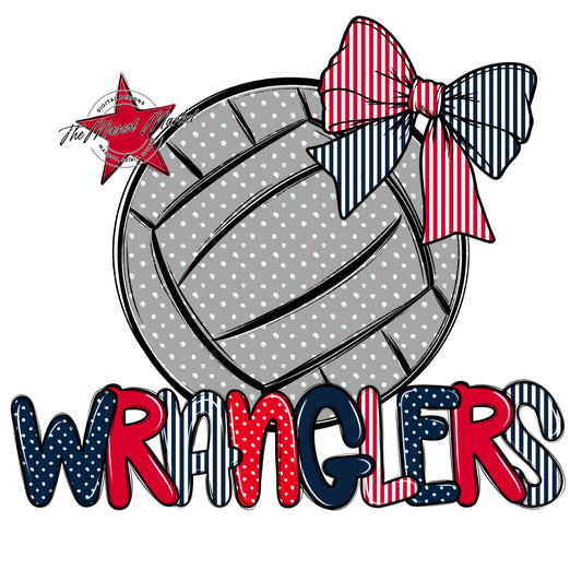 Wranglers Volleyball Spirit Design-Navy & Red