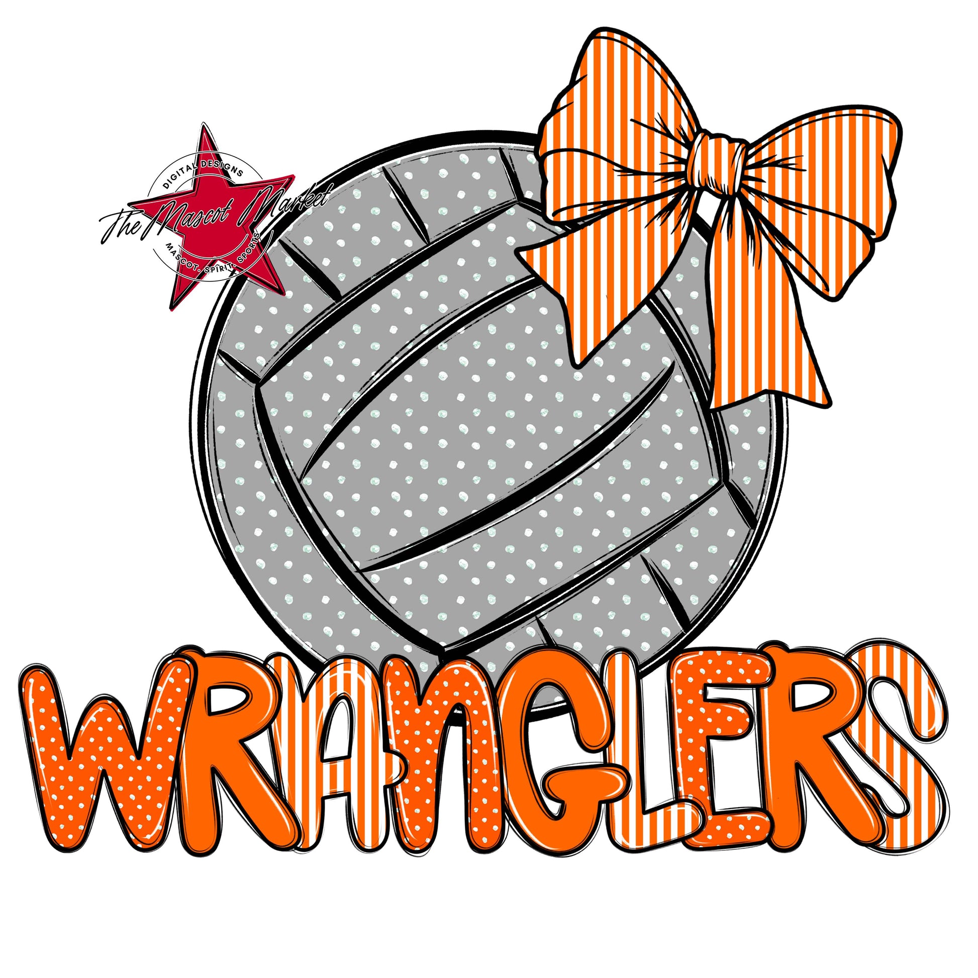 Wranglers Volleyball Spirit Design-Orange