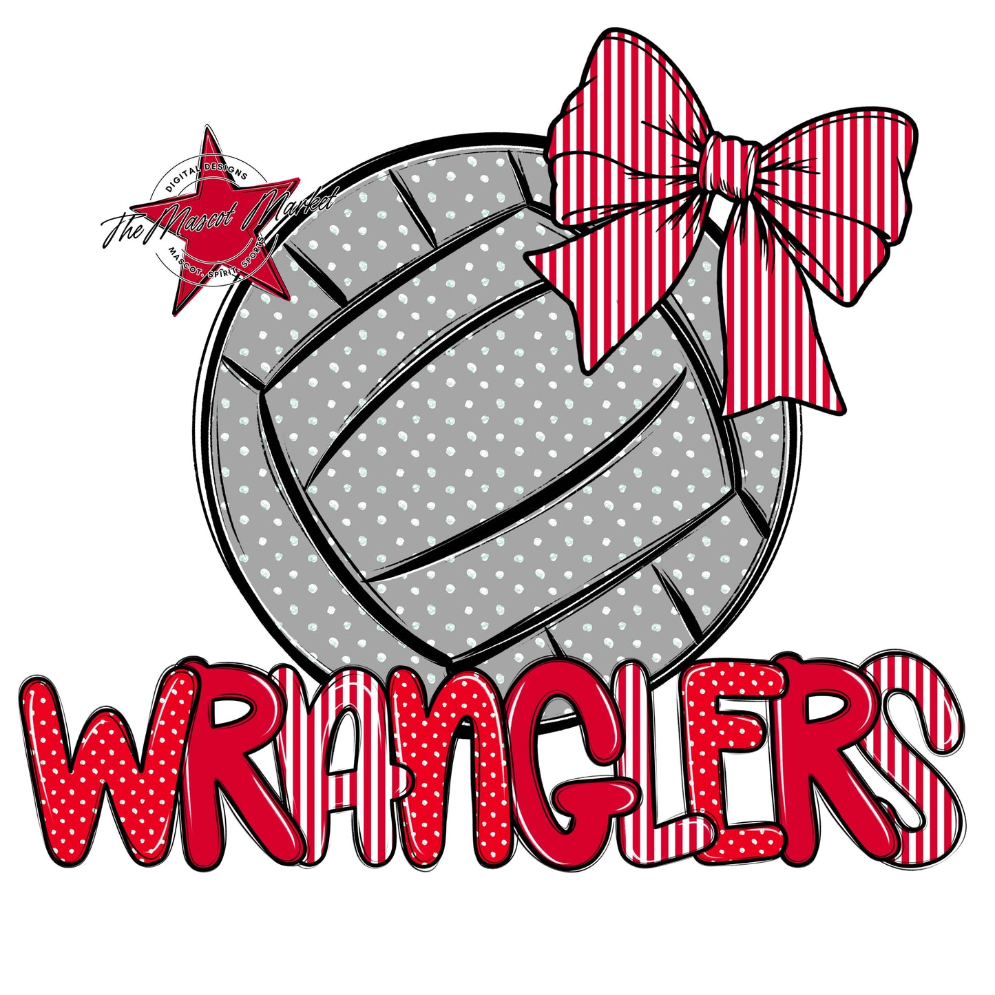 Wranglers Volleyball Spirit Design-Red