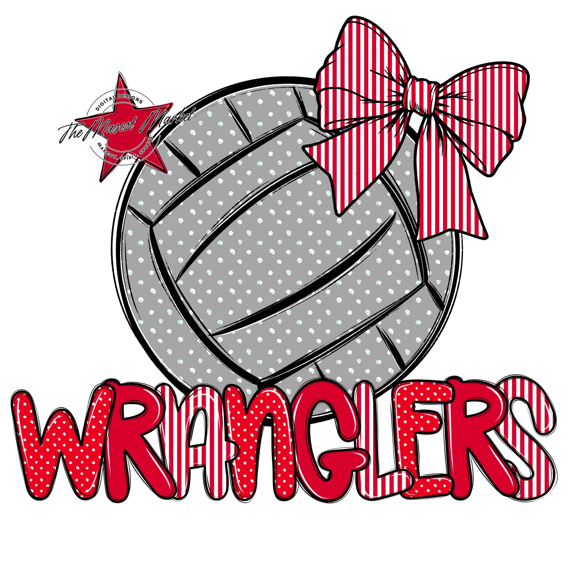 Wranglers Volleyball Spirit Design-Red