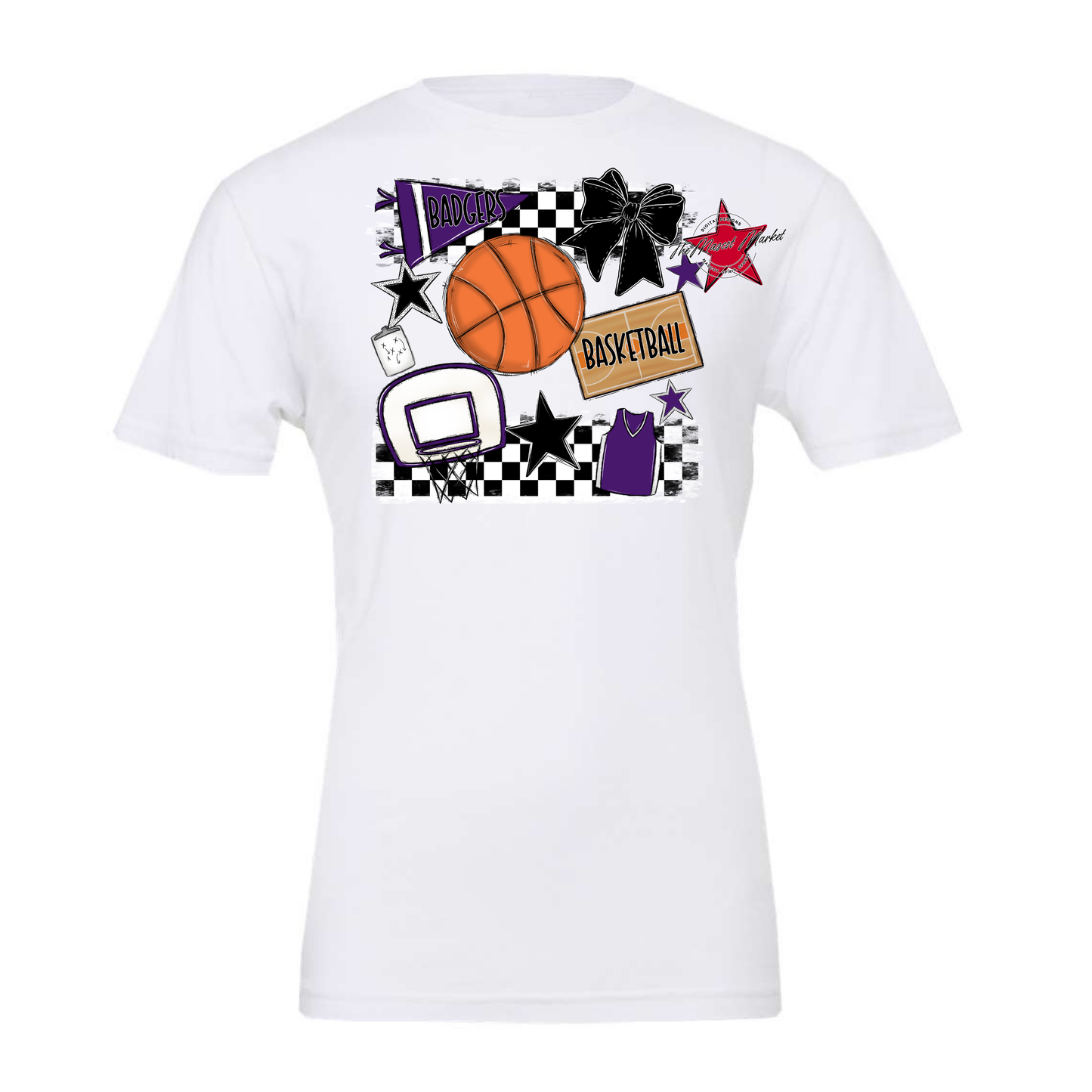 Badgers Basketball Checkers Design-Purple