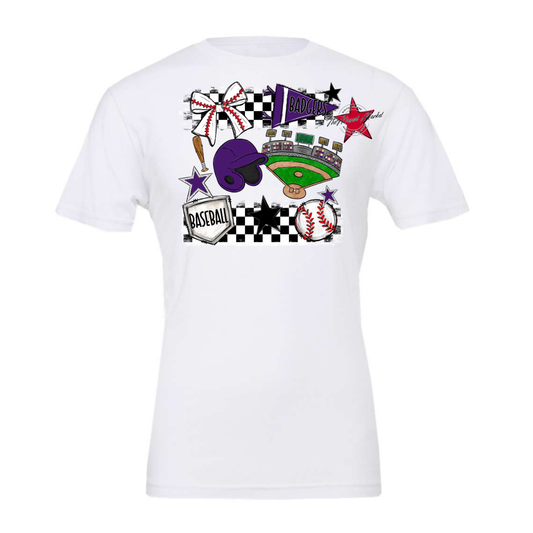 Badgers Baseball Checkers Design-Purple