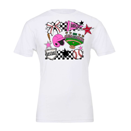 Badgers Baseball Checkers Design-Baby Pink