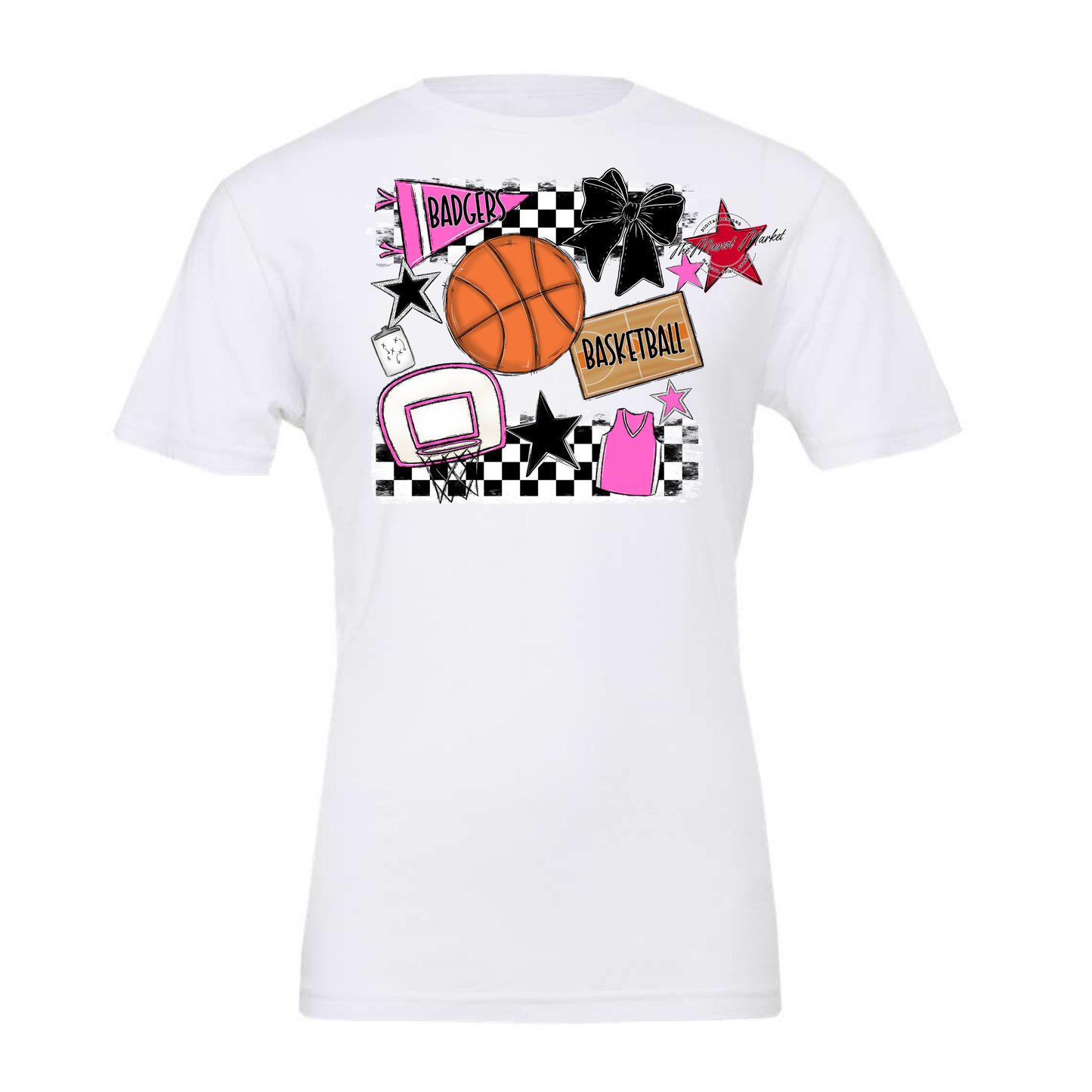 Badgers Basketball Checkers Design-Baby Pink