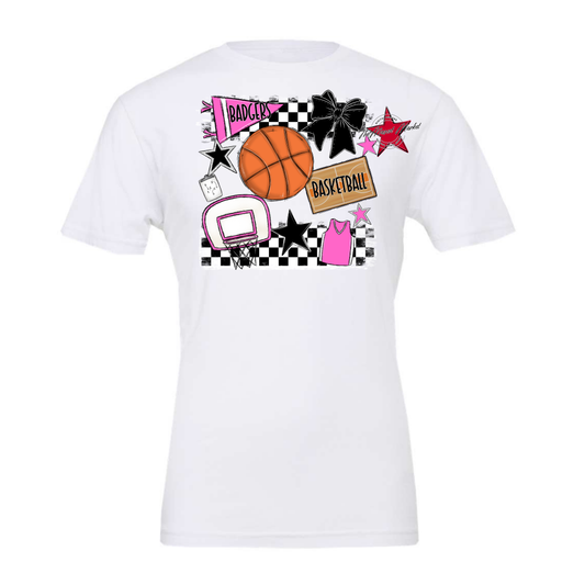 Badgers Basketball Checkers Design-Baby Pink