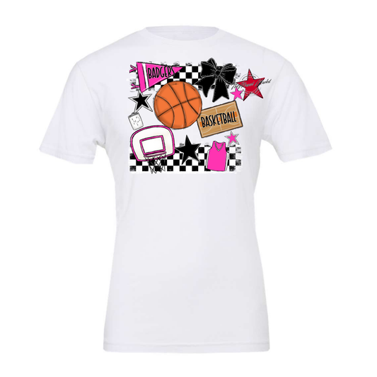 Badgers Basketball Checkers Design-Pink